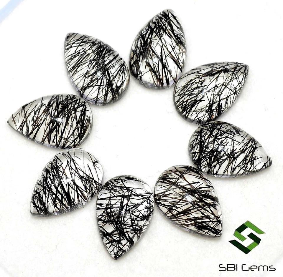 23,19 CTS Rutilo Natural Cuarzo Pera Cabujón 12x8 mm Lote 08 Piezas Piedras Preciosas Sueltas Foto 3 de 4