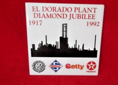 Vtg 1917-1992 Diamond Jubilee El Dorado Refinery Skelly Getty Texaco Trivet KS