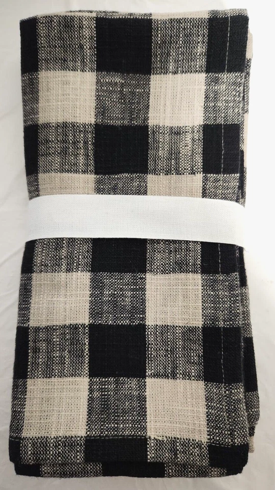 Juego de 4 servilletas Pottery Barn Dalton Check 20" x 20" negro, beige Foto 2 de 2