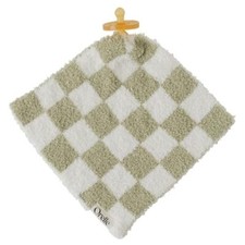 Checkered Baby Pacifier Lovey Blanket  Sage Green
