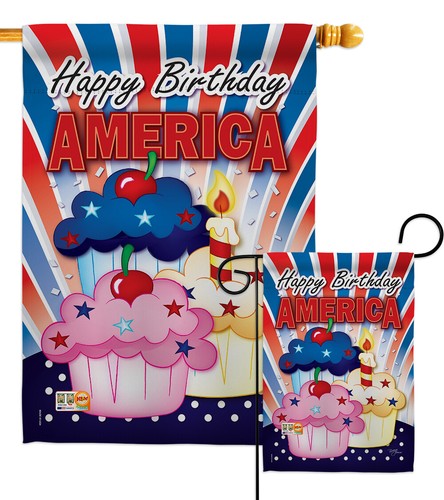 American Cupcake Fourth July 4Th USA Happy Birthday Cake Garden House Yard Flag