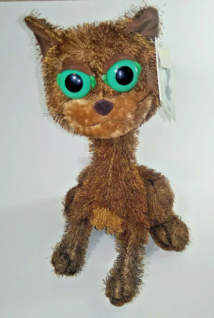 Carlton Cards Tom Cat plush brown Giant Eyes Tags On Bendable