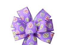 Purple Easter SMALL Wired Wreath Bow - Handmade 5-6" Across Spring Eggs Lavender