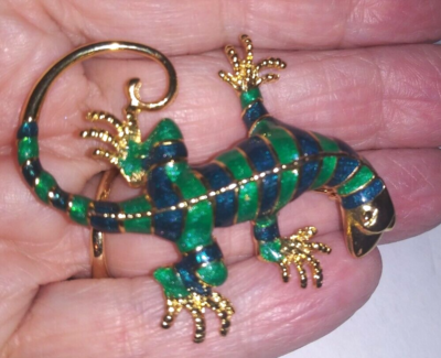 Vintage Enamel Lizard Brooch/Pin