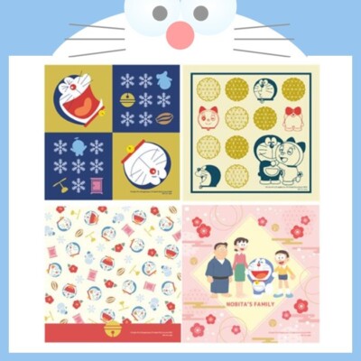 ''Doraemon'' Furoshiki Wickeltuch 4 Stück Doraemon & Dorami-chan & Nobita