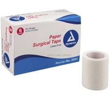Dynarex PAPER Surgical Tape 2" x 10 yds - 1, 2, 4, or 6 Rolls/box - #3553