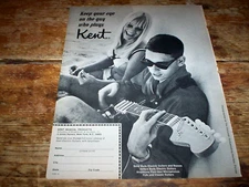KENT GUITAR / AMPS ( BEACH scene ) ORIG 1966 U.S. Vintage magazine PROMO Ad NM-