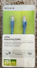 Belkin 25ft CAT5e Network Ethernet Cable RJ45 PCF5-25BLS - Blue NEW Never Open