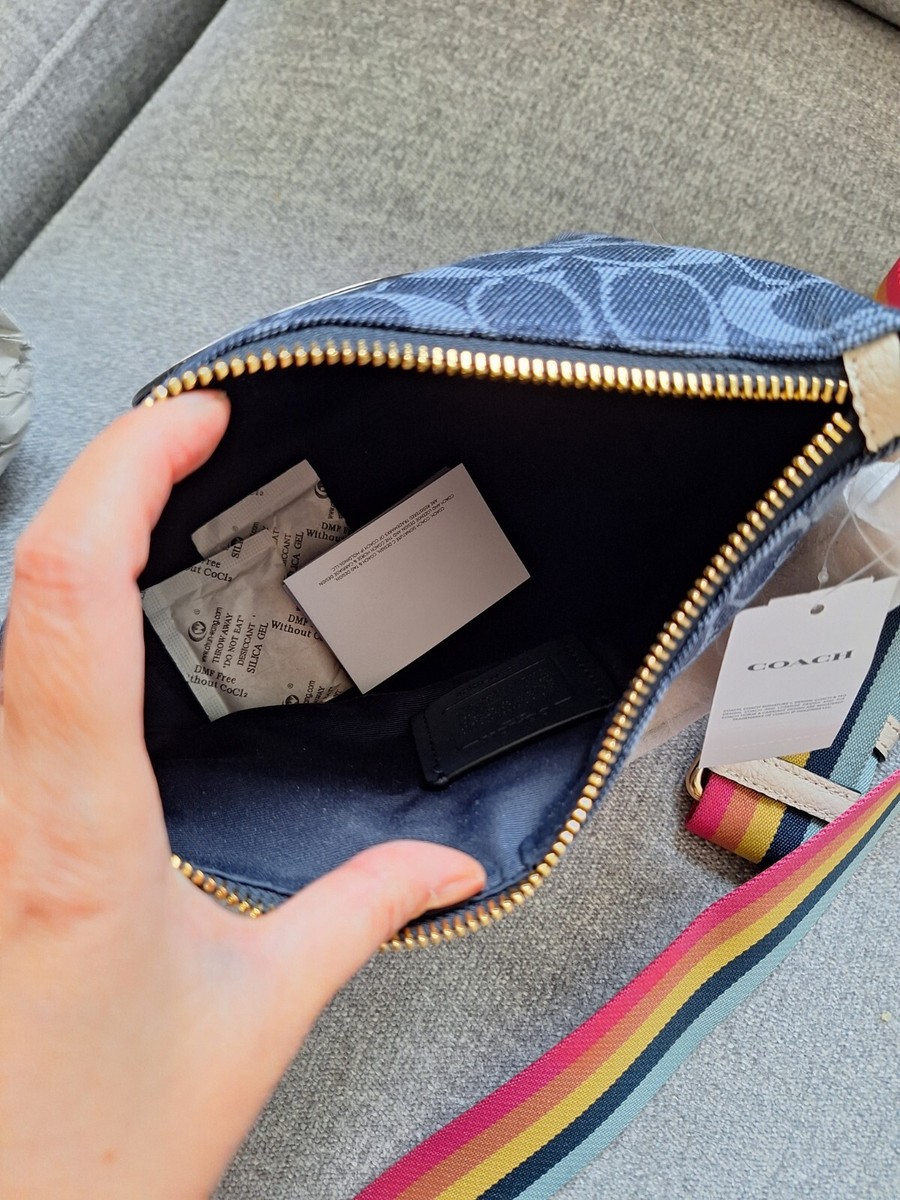 Coach Dempsey Shoulder Bag Signature Jacquard Denim Blue Purse NWT