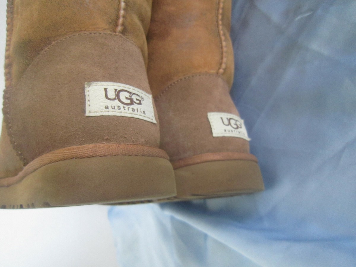 UGG OVER THE KNEE BAILEY BUTTON BOMBER JACKET CHESTNUT BOOTS