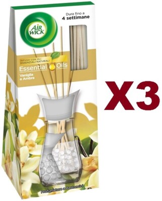 3PCS AIR WICK DEODORANT VANILLA AND AMBER STICK DIFFUSER PERFUMER 25ML