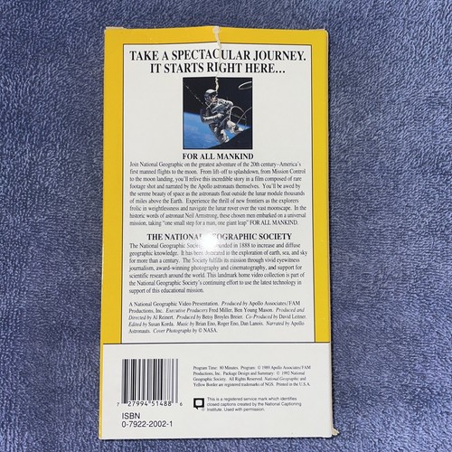 National Geographic Video VHS For All Mankind - Foto 2 di 2