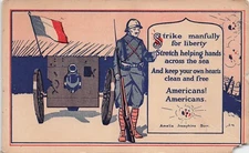 WWI Patriotic Military Army Propaganda Flag Infantry Soldier Vtg Postcard G15