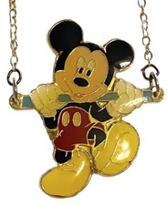 RARE VTG Disney Mickey Mouse Necklace W/ Charm Enamel AAI Collectible Chain 9"