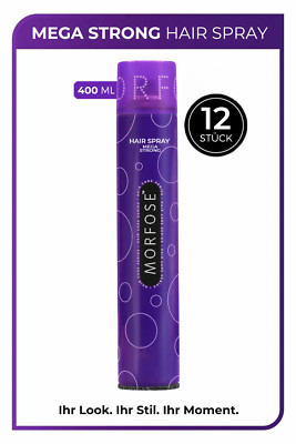 12x Morfose Mega Strong Haarspray 400ml   Extra starker Halt   Lila   Hair Spray