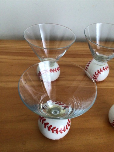 Vintage Circleware Homerun Baseball Set of 4 Cordial Vodka Glasses Used - Picture 6 of 6