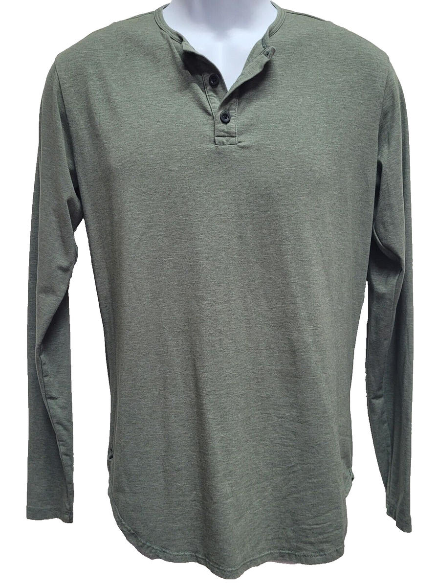 Cuts Clothing Elongated Henley Shirt Men's Small Long Sleeve Green
