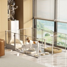 10PC XXL Clear Acrylic Dog Whelping Playpen Pet Whelping Pen Box w Fertility Mat