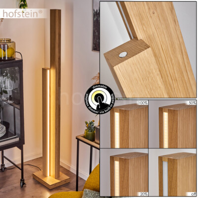 LED Steh Leuchte dimmbar Wohn Schlaf Raum Beleuchtung Boden Steh Lampe Holz/weiß