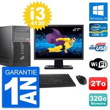 PC Tour Fujitsu P520 Ecran 27" Intel i3-4130 RAM 32Go Disque 2To Windows 10 Wifi