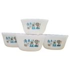 Anchor Hocking Blue Heaven Custard Cup Dessert Set of 4 Vtg Atomic MCM