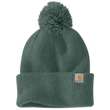 Carhartt Knit Pom-Pom Cuffed Beanie, Frosted Balsam Green - 106003-GH6