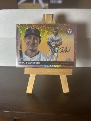2025 Topps Chrome Platinum Wyatt Langford 69/75 Rose Gold Diamond Texas Rangers