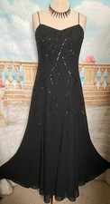 Maxi Evening Dress 14 Black Beaded Sequin Roman Ballgown Prom Formal Cocktail