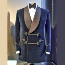 Men's Blue Velvet Smoking Blazer Luxury Evening Party Wear Dinner Jacket Coat