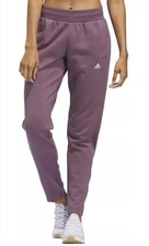 Adidas Women's Relaxed Fit Tapered Legs Fleece Pant, Shadow Fig, X-Small