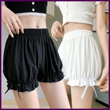 Women Lace Short Panties Imitation Silk Ruffle Bloomers Anti Exposure Safety