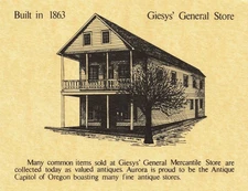 Aurora Oregon Giesys' General Store Vintage Postcard