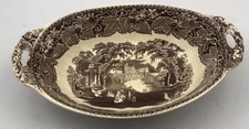 Mason's Vista England Ironstone Oval Vegetable Bowl Brown Dual Handled