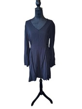 NWT Nine West Black V-Neck Long Sleeve Light Dress with Tie Back - Size M