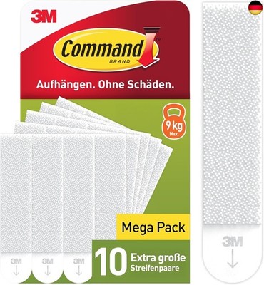 Command Klebestreifen, Vorteilspack 10x2 X-Large (20 Strips), Weiß, Für S