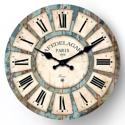 1 PC Wooden Wall Clock Living Room Round Non Ticking MDF 14 Inch Decor - Image 1 of 4