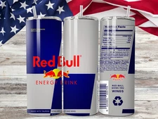 Energy Drink Can Style 20oz Tumbler | Red & Blue “Bull” Design Cup