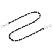 32" Purse Strap with Buckle for Shoulder and Cross Body Black Silver 