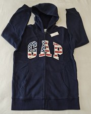 Kids Gap Boys Logo Full Zip Fleece Hoodie Size XXL Blue Long Sleeve Pocket 14-16