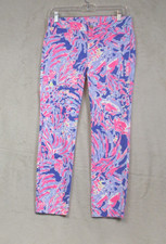 Lilly Pulitzer Kelly Skinny Ankle Pants Size 2 Pink Purple Stretch Tropical