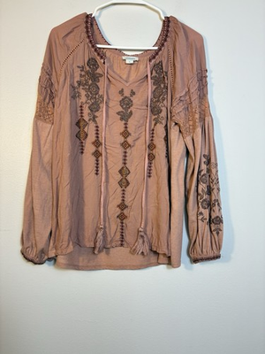 #ad #ad Sundance Blouse Sz M Floral Embroidered Boho Peasant Long Sleeve $23.99