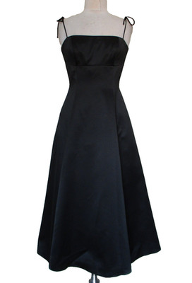 ABS Evening Allen Schwartz Black Matte Satin Fit Flare Dress Sz 2 Women