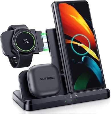 Induktive Ladestation 3 in 1 für Samsung Galaxy S23 S22 Watch Buds Z Flip Z Fold