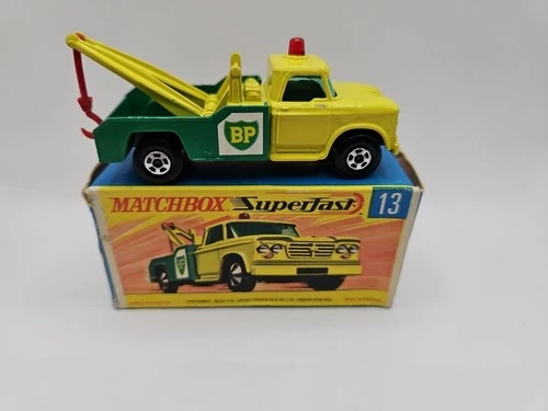 Lesney Matchbox Dodge Wreck Truck No 13 Superfast G Box Green BP England Clean
