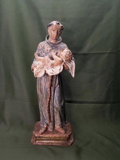 Baroque Figurine Saint Anthony with Child Jesus South Tyrol 17th / 18th Century
