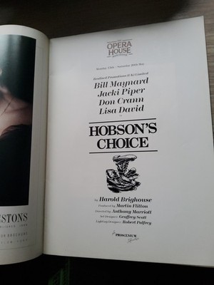 THEATERPROGRAMM 1989,MANCHESTER OPERA HOUSE,HOBSONS CHOICE,BILL MAYNARD, 