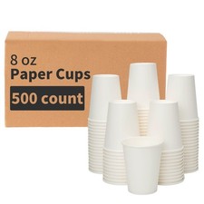 8 oz 500 Pack Disposable Paper Coffee Cups, Disposable Paper Cups, Hot Coffee...