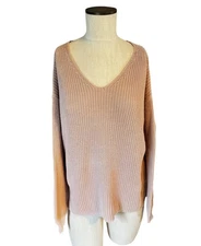 Michael Stars Women’s Cozy Rose Pink Oversized Rib Knit 100% Cotton Sweater Sz S