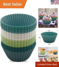 24 Pack Silicone Baking Cups Reusable Muffin Liners Non-Stick Cup Cake Molds ...