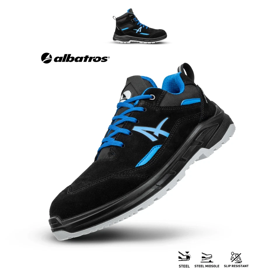 Albatros Sicherheitsschuhe Arbeitsschuhe Stahlkappe Velours Vector S3 Unisex Neu